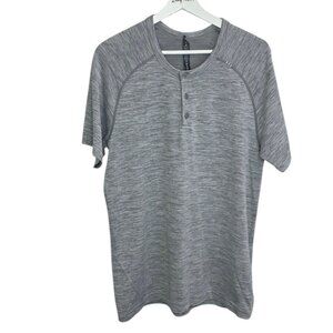 Lululemon Men's Metal Vent Short Sleeve Polo, Henley, Grey, Lightweight, Size L